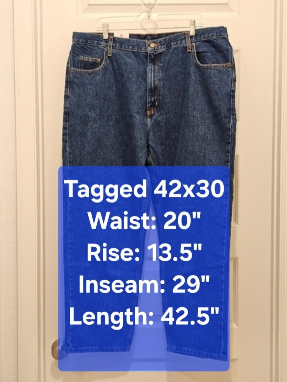 NWT Member's Mark Men's Relaxed Fit Jeans Medium Wash 42x30 (Measures 40x29)